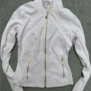 Lululemon Nulu Pink organza define cropped Jacket w/Gold Accents
